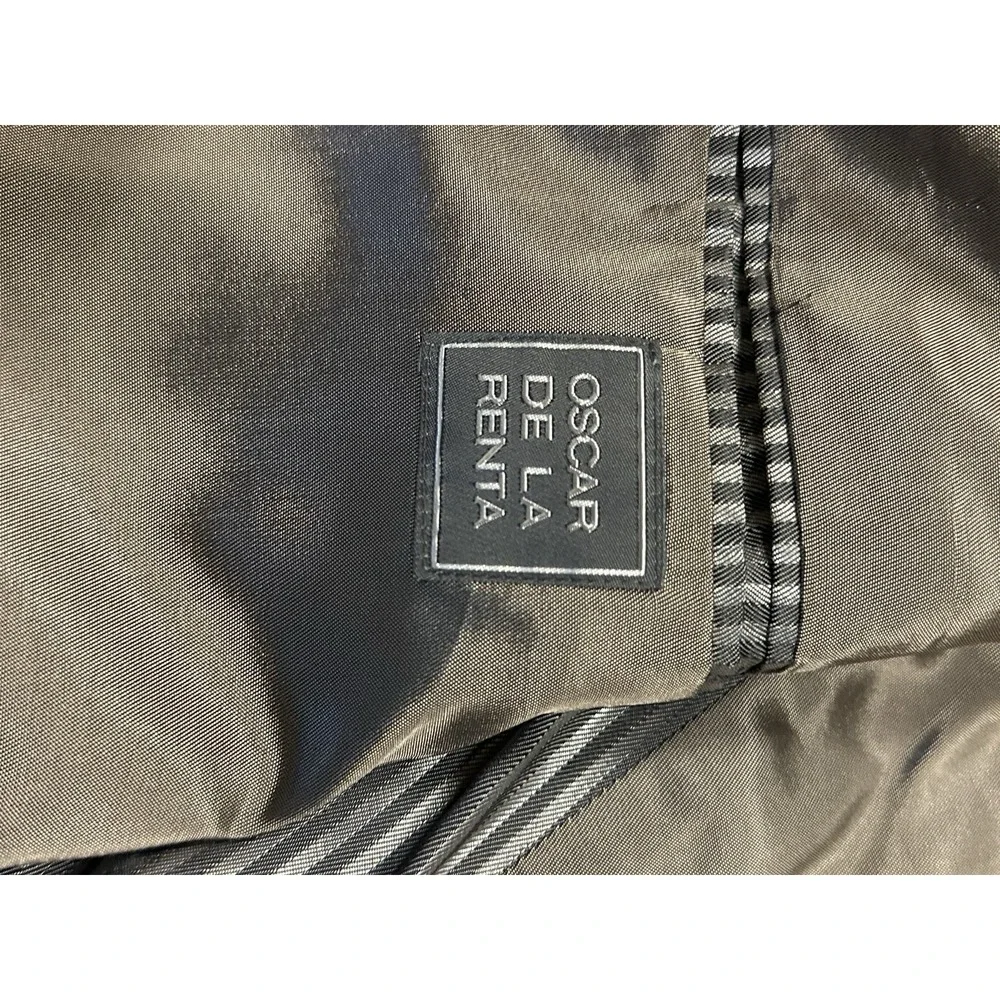 Oscar de la Renta Blazer 42L Black‎ Pinstripe Sport Coat Cotton Blend Honduras